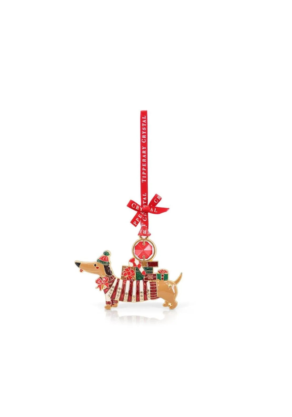 Tipperary Crystal Wiener Dog Christmas Ornament