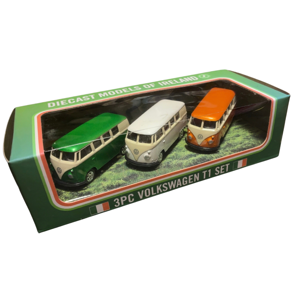 Diecast 3PC Ireland Volkswagen T1 Set Green White Orange
