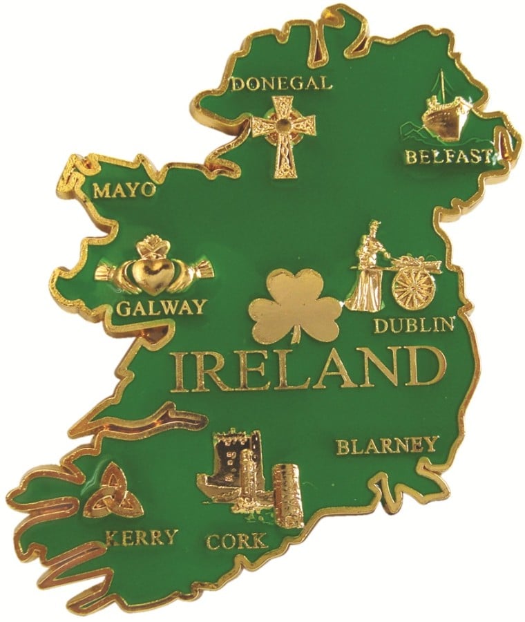 Metal Ireland Map Fridge Magnet