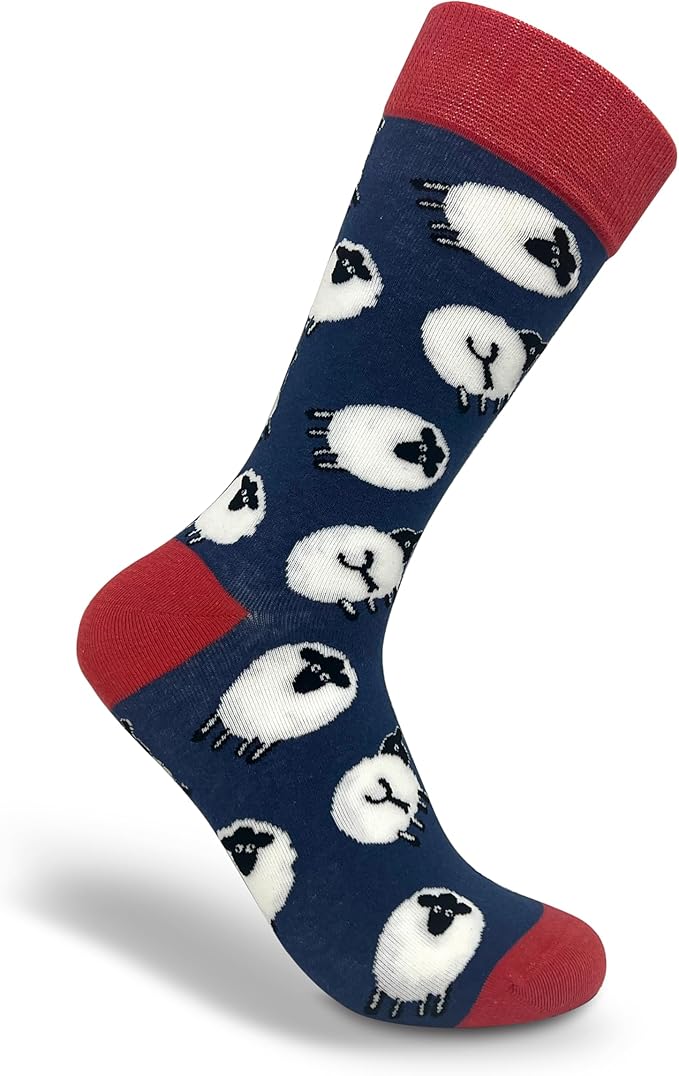 Whimsical Socks by Thomas Joseph Navy Red Sheep Unisex Socks