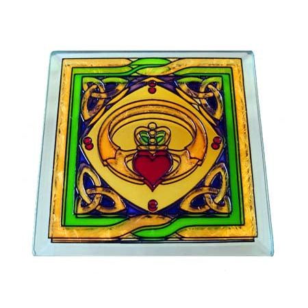 Clara Crafts Mirror Glass Coaster Claddagh Ring