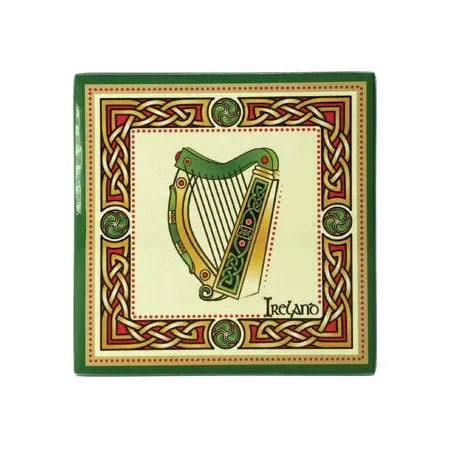 Clara Crafts Irish Harp Ceramic Tile Coaster