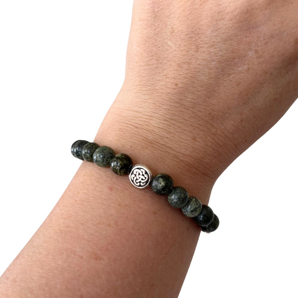 Connemara Marble Bracelet with Celtic Knot Silver Detail