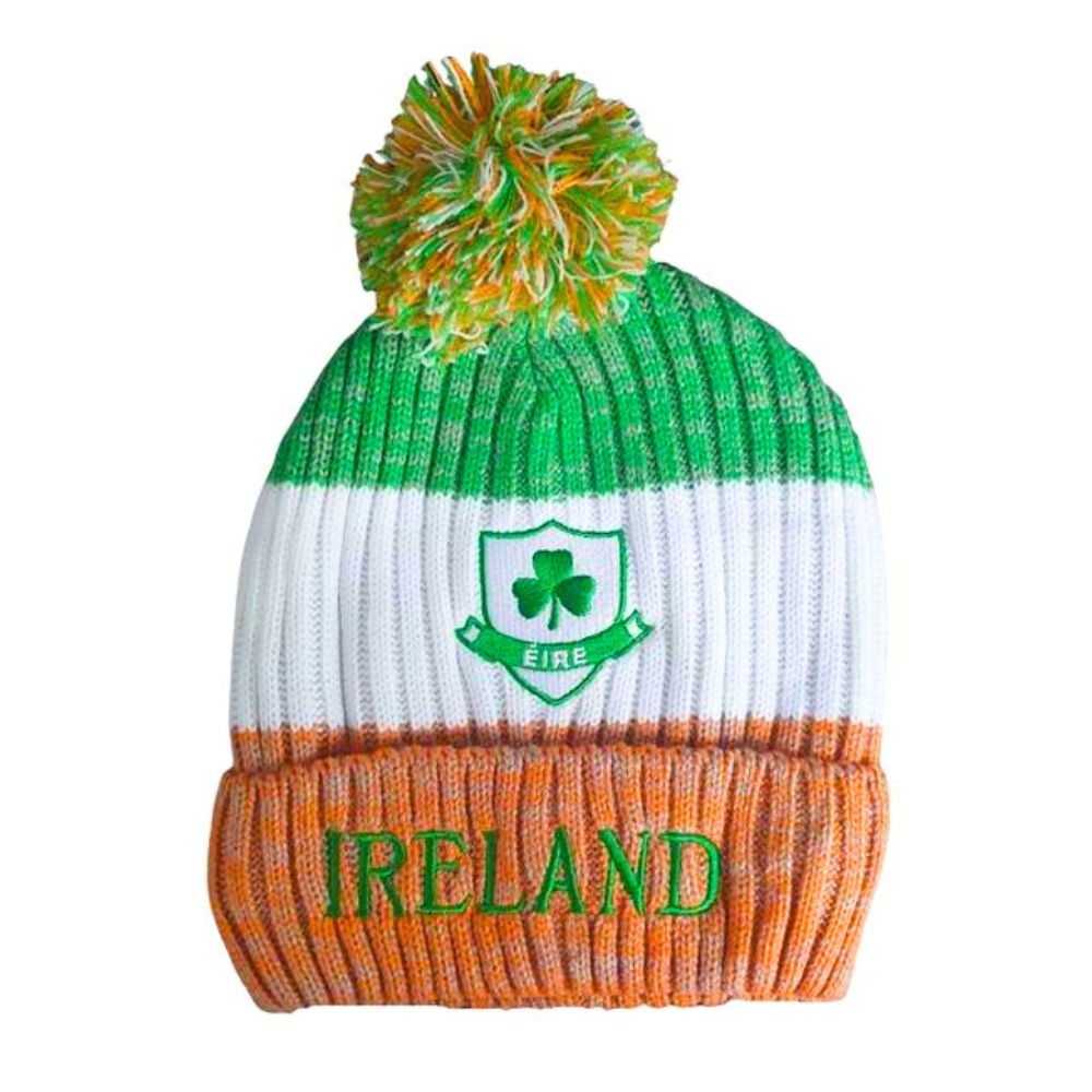 Fleece Lined Ireland Bobble Hat Beanie Tri-Colours
