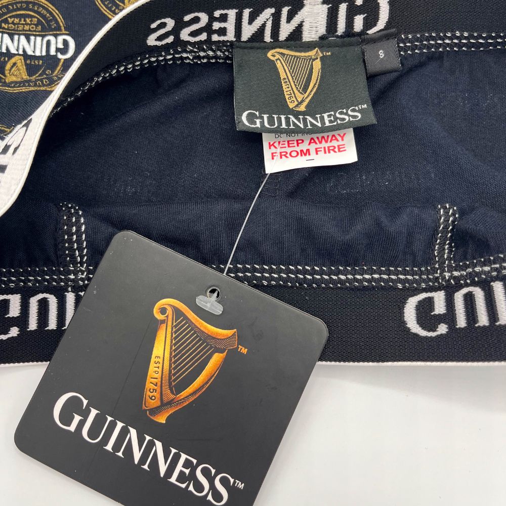 Guinness With Bottle Labels Black Boxer Shorts