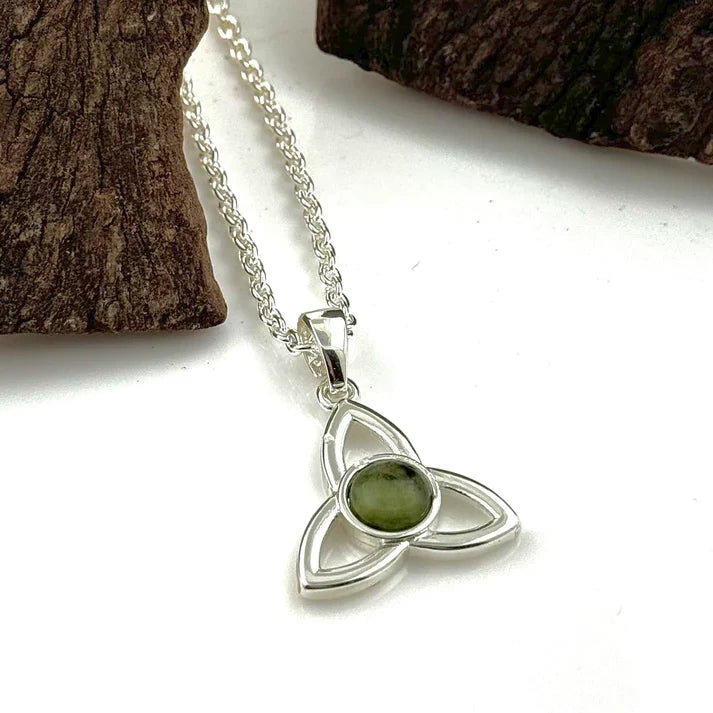 Connemara Marble Trinity Knot Designed Necklace by Solvar