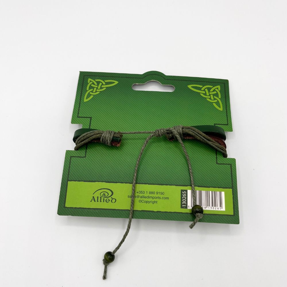 Irish Handcrafted Leather Bracelet with Celtic Knot Charm