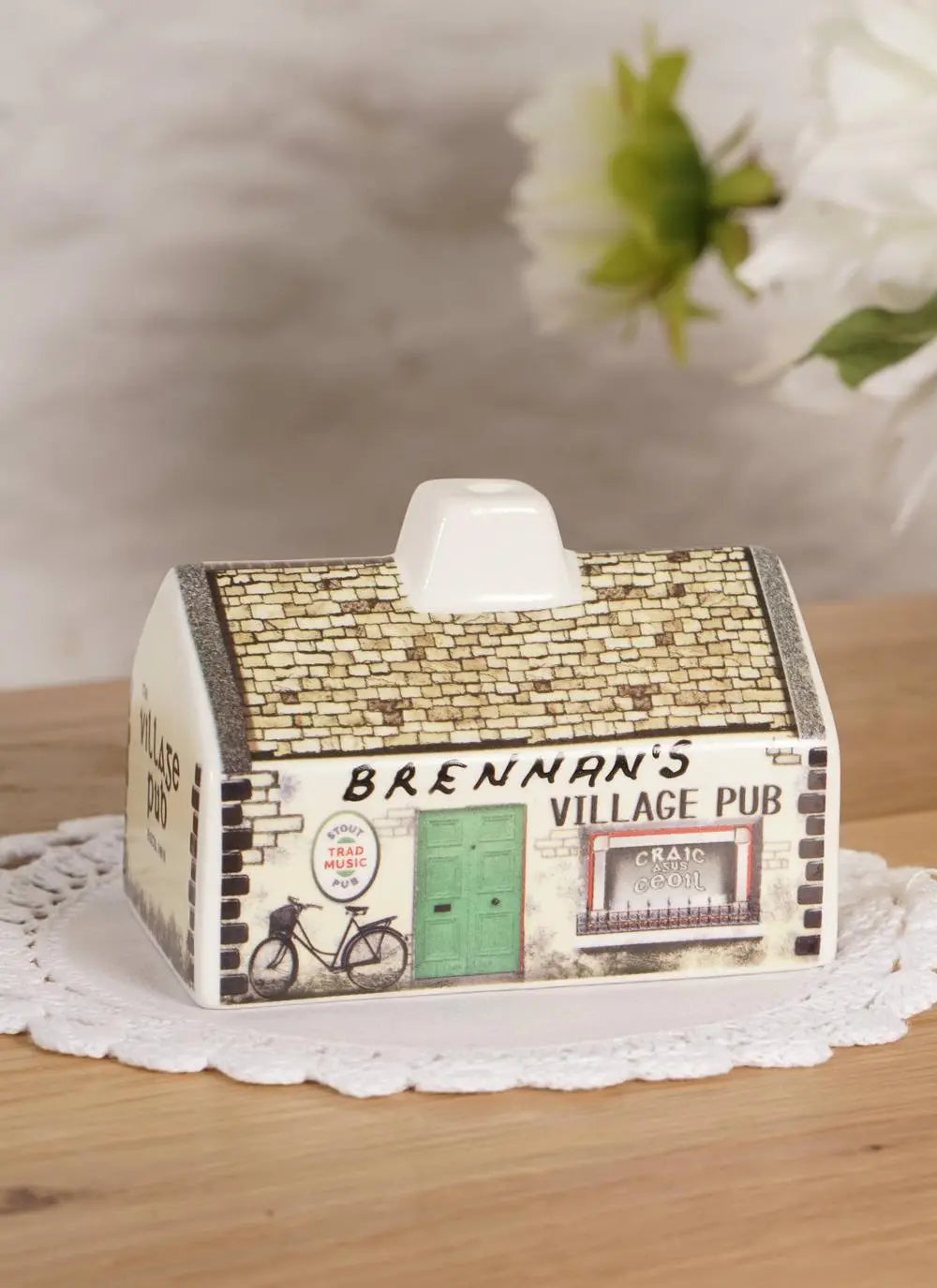 Irish Turf Peat Incense Fine Porcelain Irish Pub Burner Set