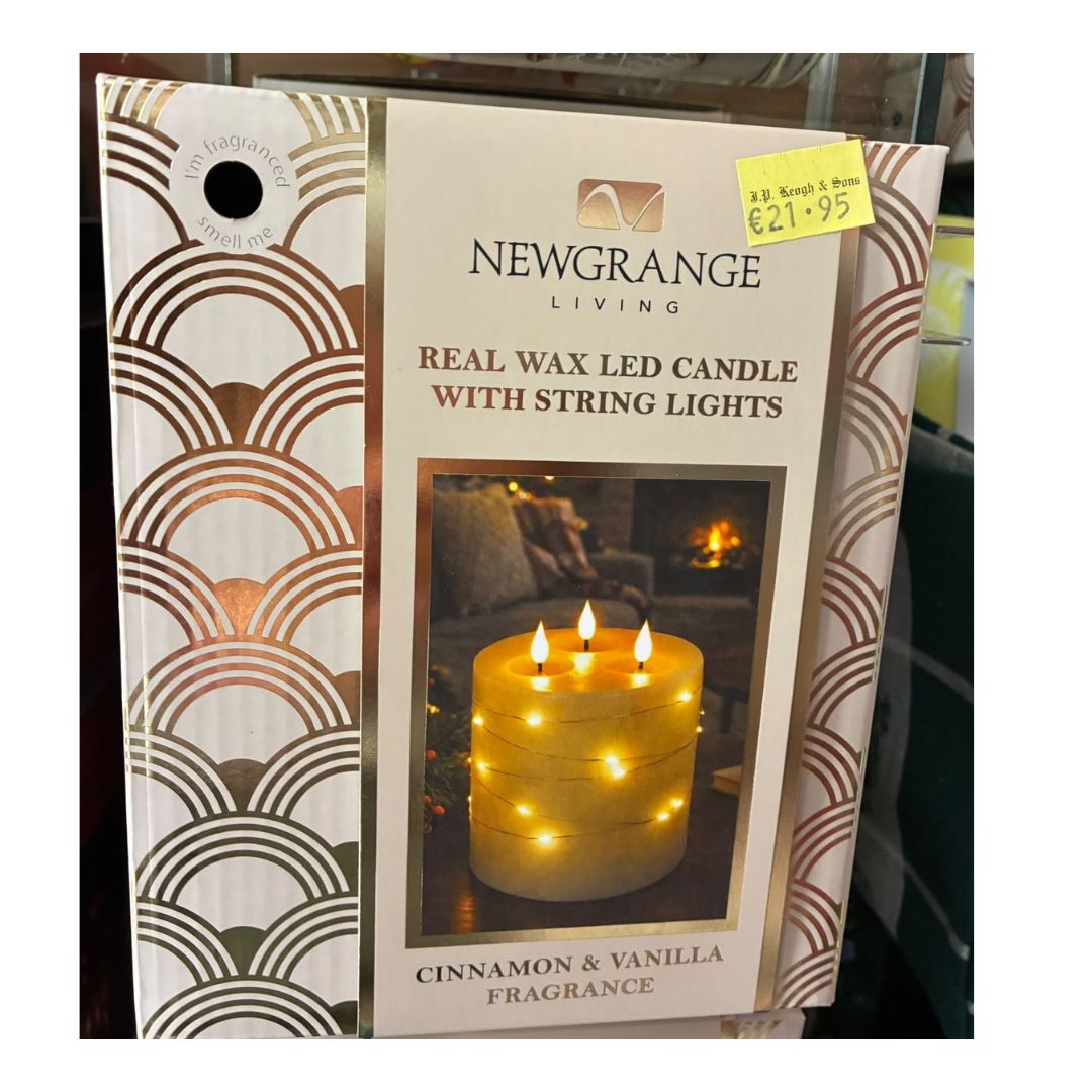 Newgrange Living Cinnamon Vanilla Fragranced LED Ivory Candle 3 Wick Candle