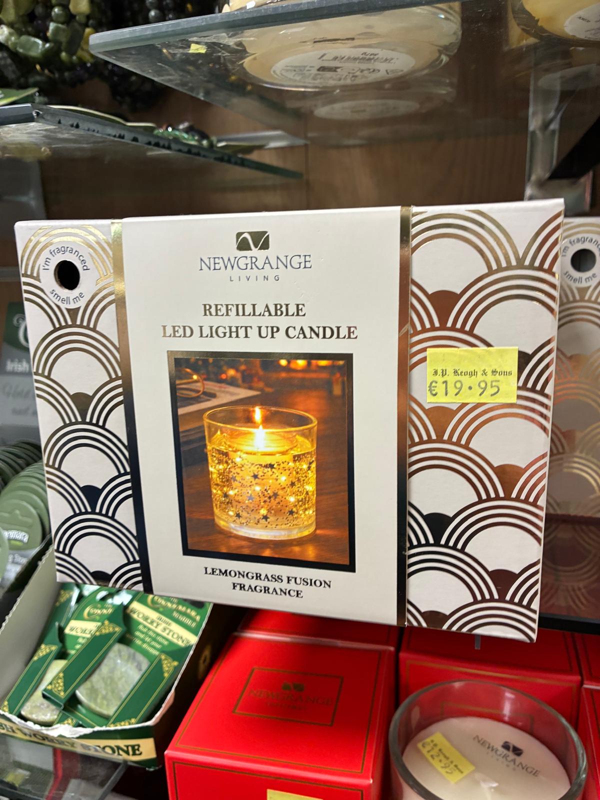 Newgrange Living Refillable LED Light Up Candle Lemongrass Fusion Scented