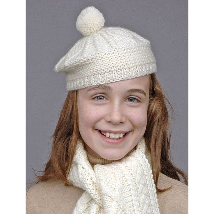 Aran Woollen Mills Kids Hand Knitted Cream Beret