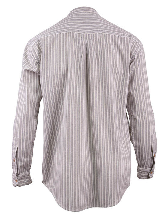 Cotton Irish Men's Grandfather Shirt Grey Stripe