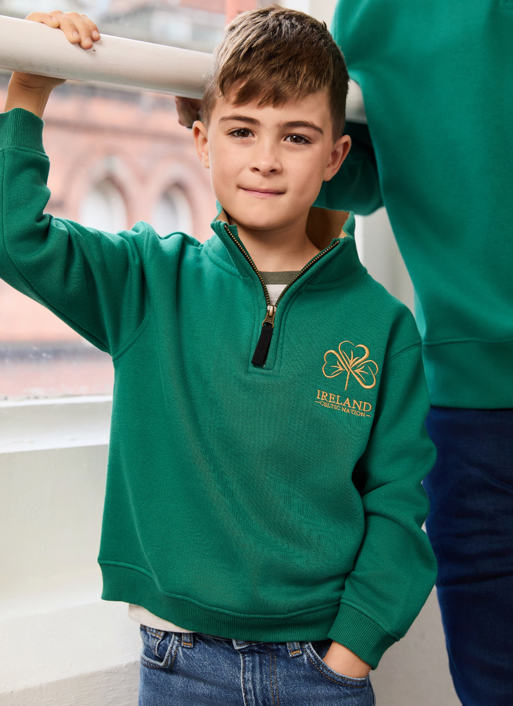 Kids Shamrock Ireland 1/4 Zip Sweatshirt Top