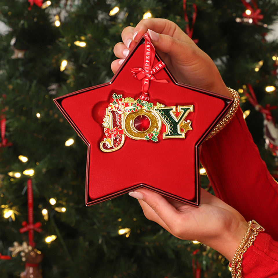 Tipperary Crystal JOY Metal Tree Decoration In Star Gift Box