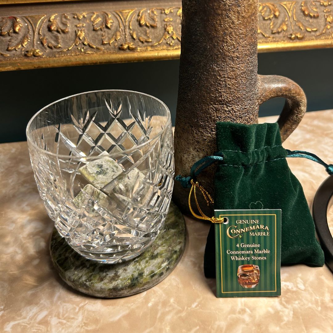 Connemara Marble Whiskey Stones set of 4 in Pouch