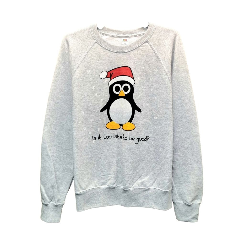Christmas Penguin Unisex Sweatshirt Grey