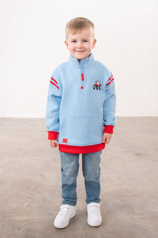 Jonah Blue Jersey Sweatshirt with RED Tractor motif for Boys
