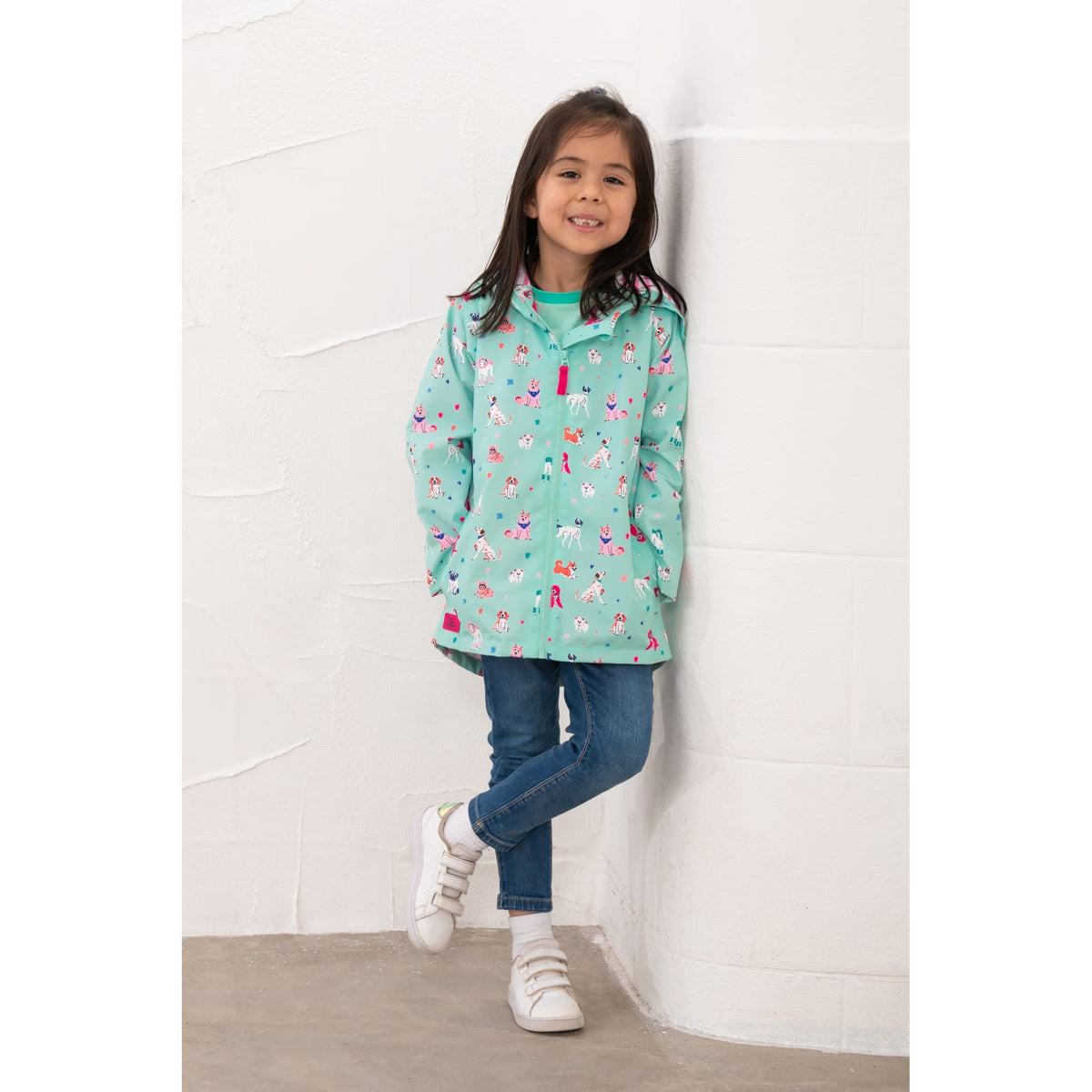 Olivia Waterproof Dog's Day Green Rain Jacket with hood