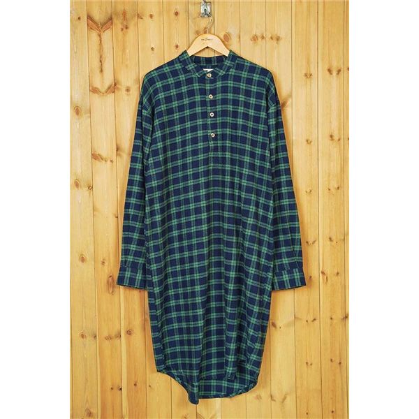 Men's Flannel Nightshirt Green Tartan Blackwatch