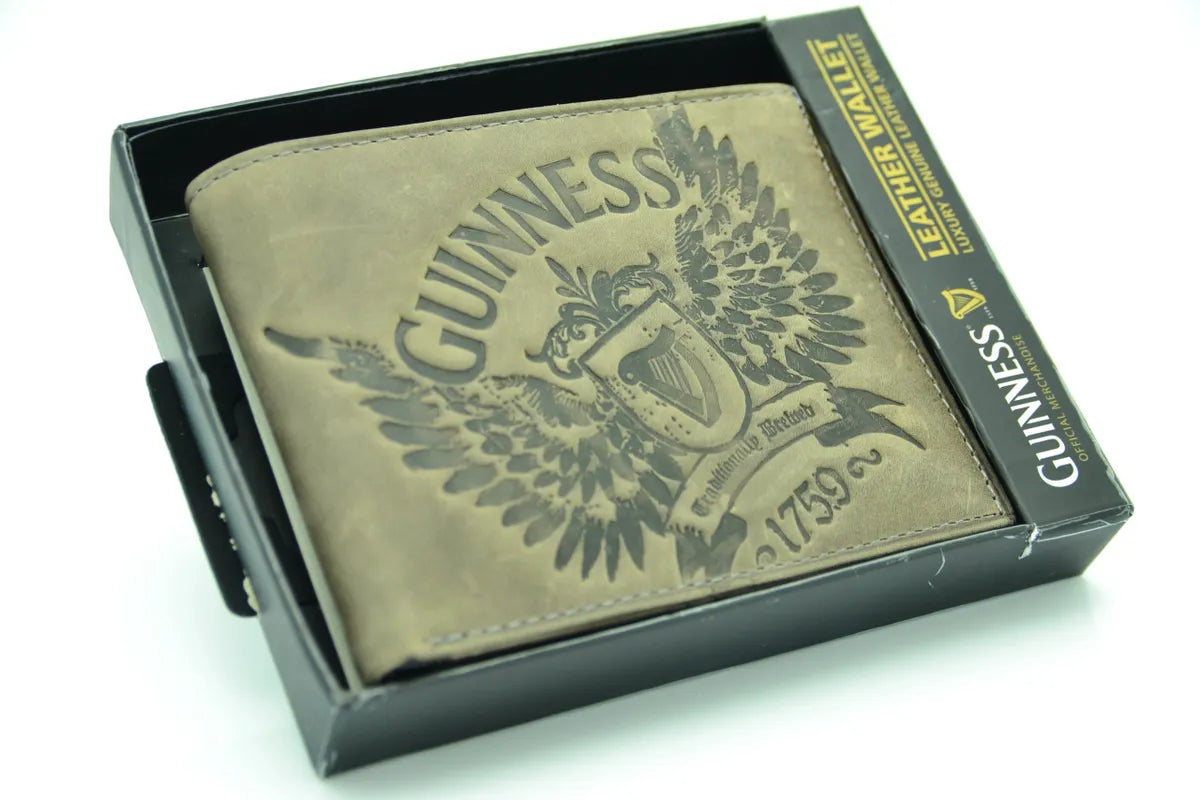 Guinness Green Leather Wallet with Embossed Wings