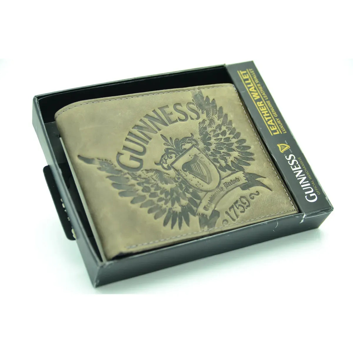 Guinness Green Leather Wallet with Embossed Wings