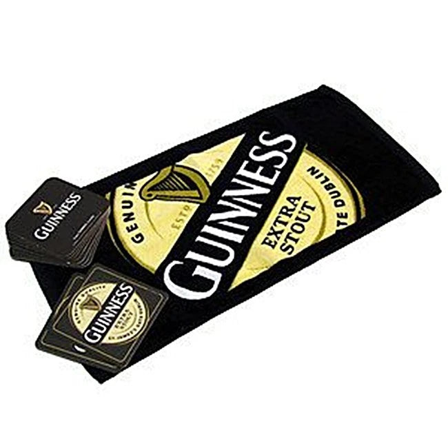 Guinness Bar Towel & 10 Coaster ST. James Gate Dublin Pack
