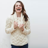 Chunky Cable Knit with Oversized Cowl Neck