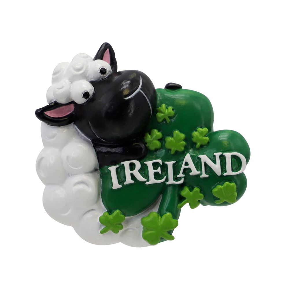 Sheep Holding Irish Shamrock Fridge Magnet