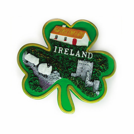 Ireland Shamrock Shape Magnet with gold trim