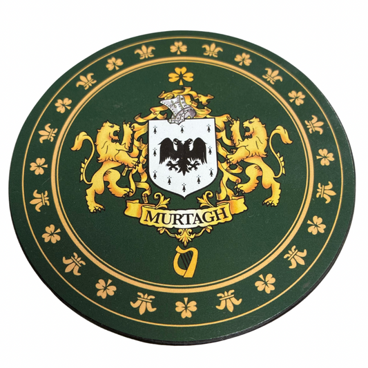 Murtagh Family Surname Crest Coaster