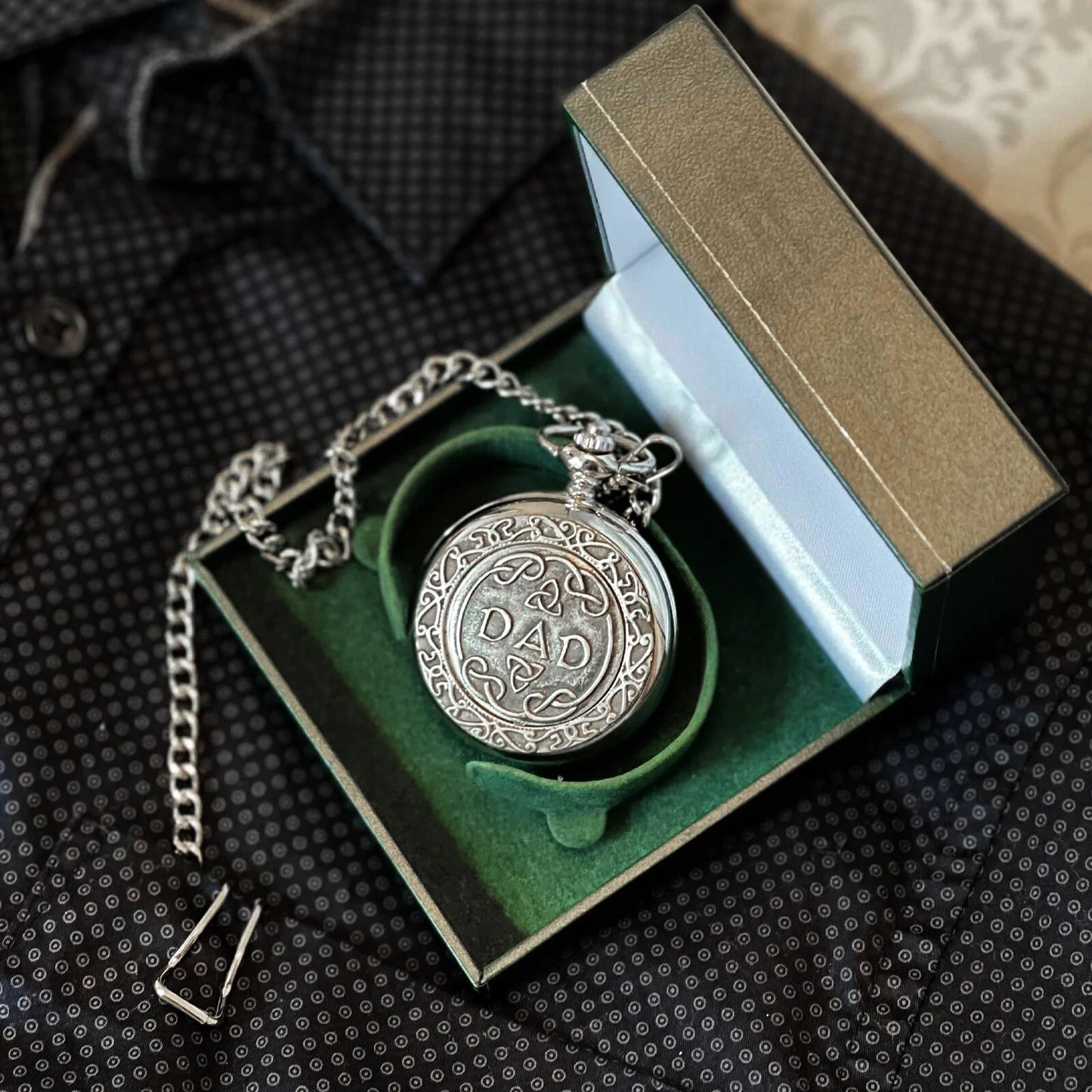 Pocket Watch With Dad Design by Mullingar Pewter