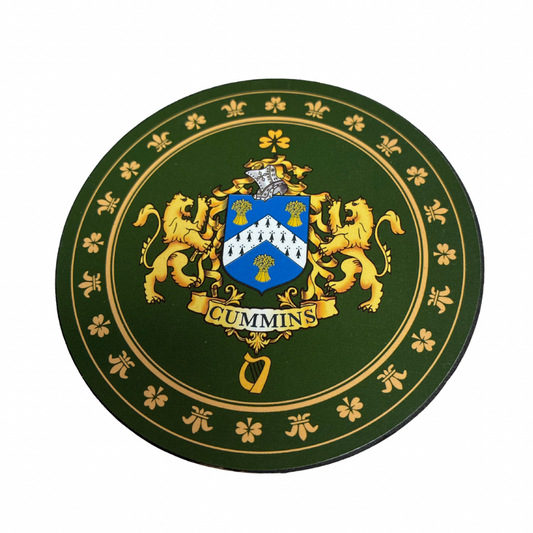 Cummins Family Surname Crest Coaster