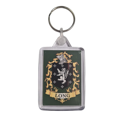 Long Surname Family Crest Keyring