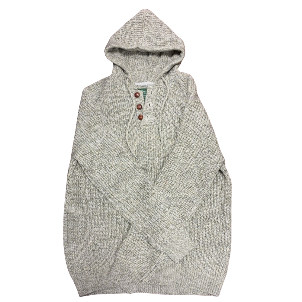Men’s Wool Blend Ribbed Hooded Sweater