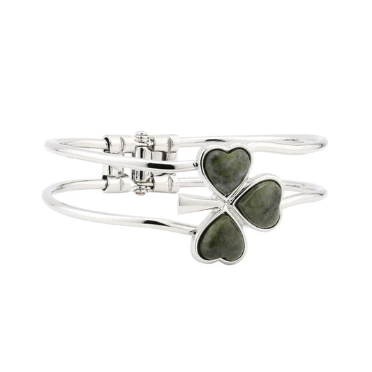 Irish Shamrock Bangle with Connemara Marble by Solvar