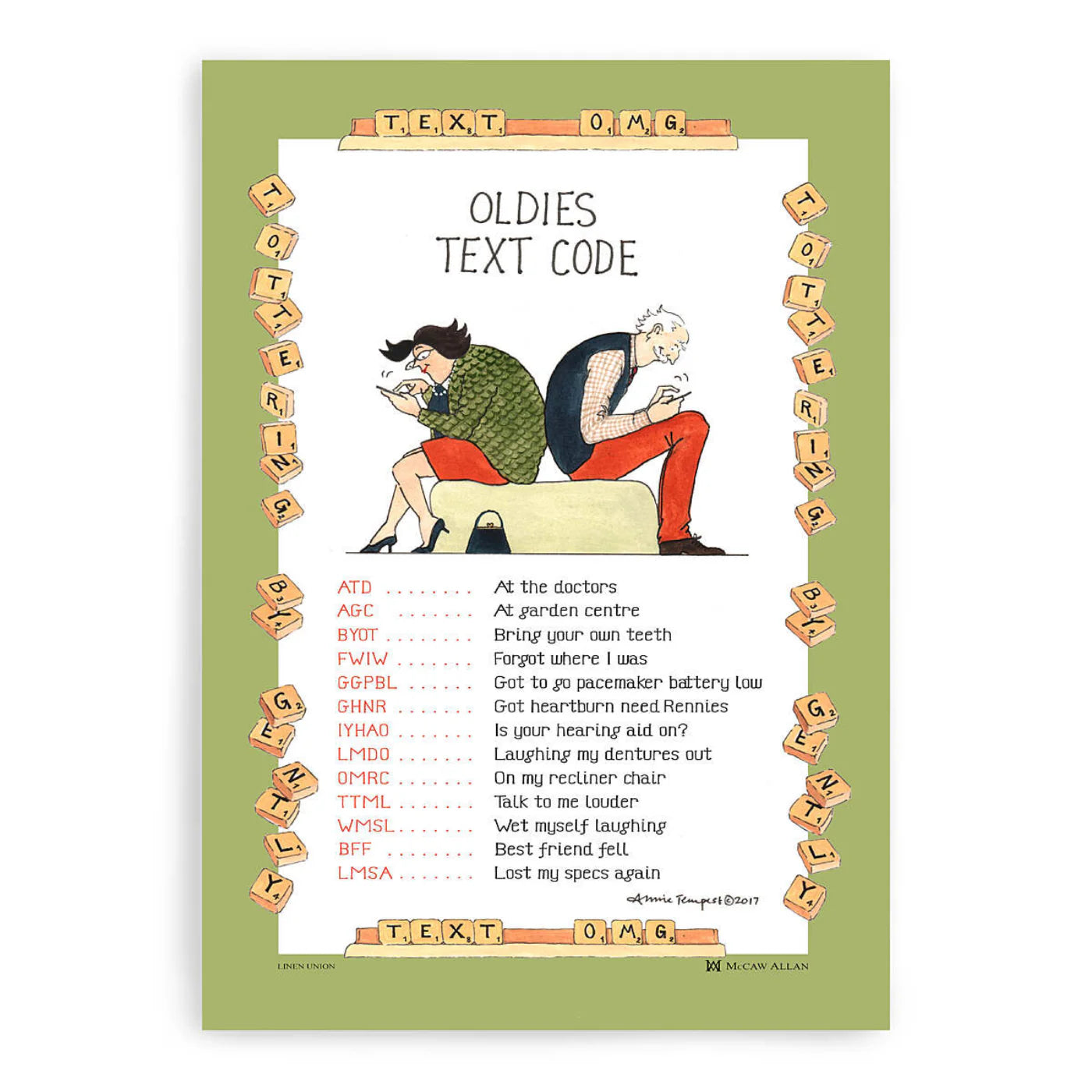 Oldies Text Code Kitchen Tea Towel