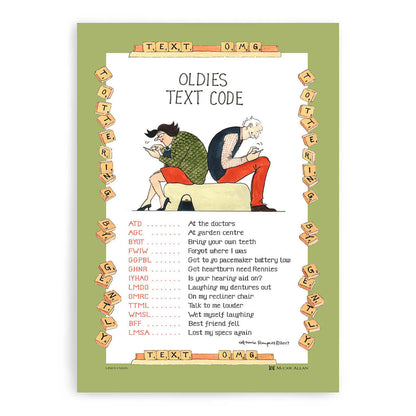 Oldies Text Code Kitchen Tea Towel