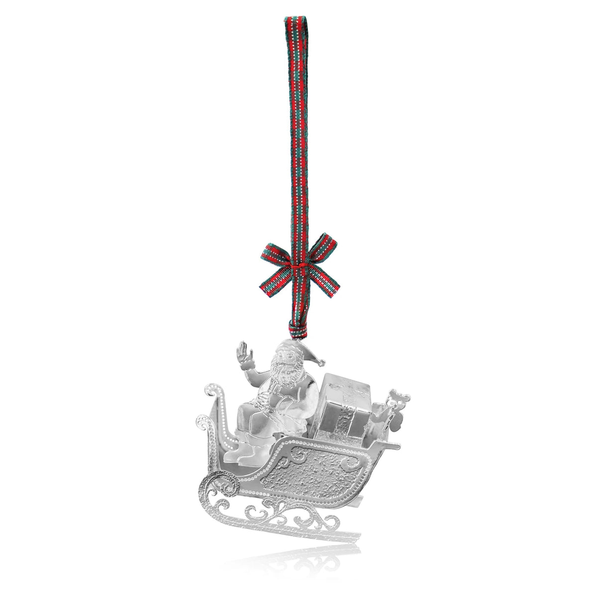 Tipperary Crystal Silver Christmas Tree Decoration Santa Sleigh with Gift Box