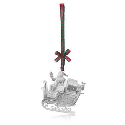 Tipperary Crystal Silver Christmas Tree Decoration Santa Sleigh with Gift Box