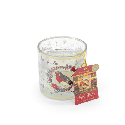 Tipperary Crystal Christmas Robin Led Candle