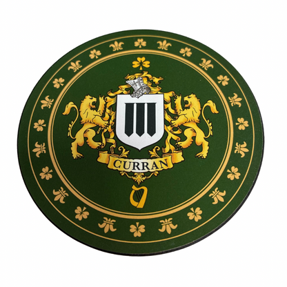 Curran Family Surname Crest Coaster