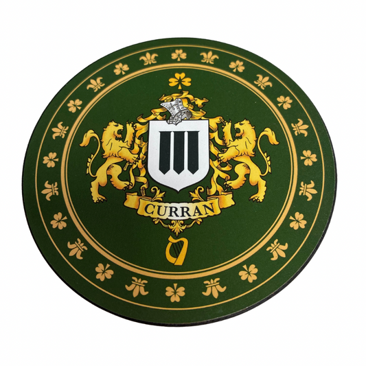 Curran Family Surname Crest Coaster