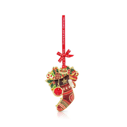 Tipperary Crystal Christmas Sock Tree Decoration in Gift Box