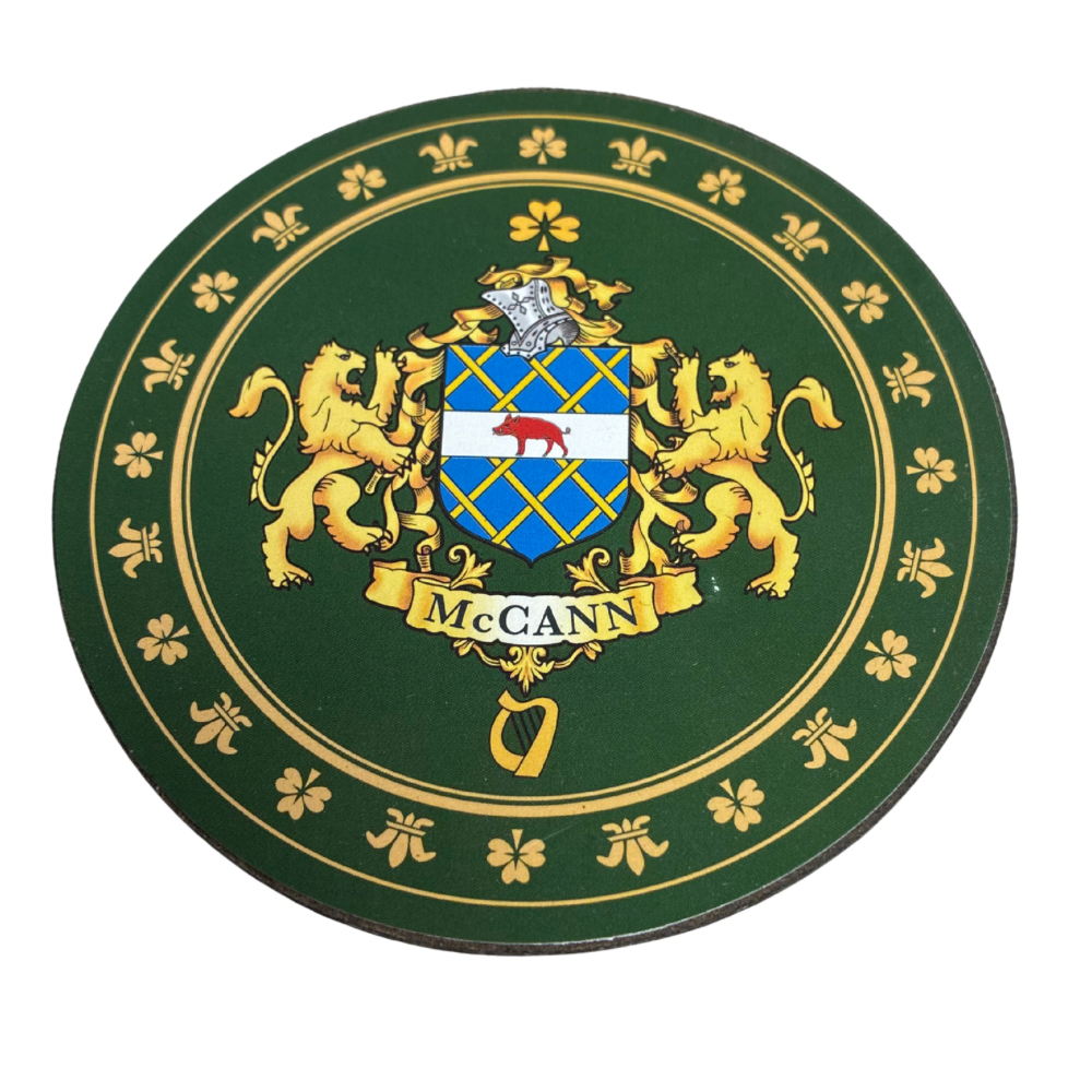 McCann Family Surname Crest Coaster