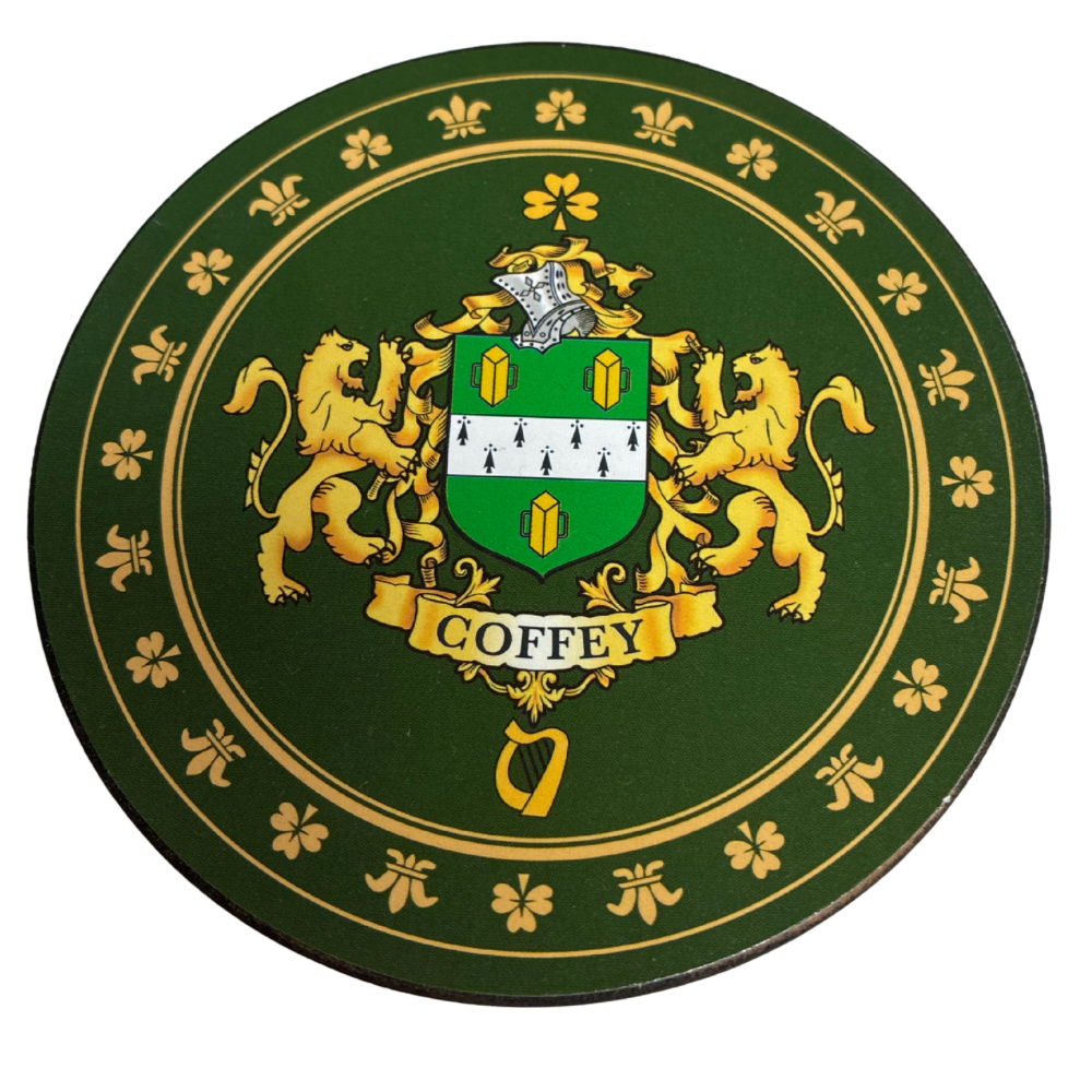 Coffey Family Surname Crest Coaster