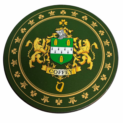 Coffey Family Surname Crest Coaster