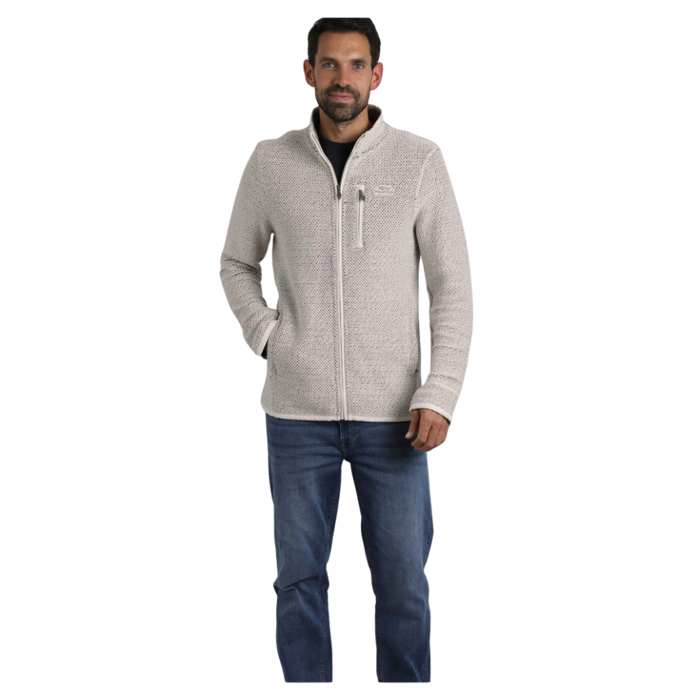 Weird Fish Mens Transom Full Zip Macaroni Cream Sweatshirt