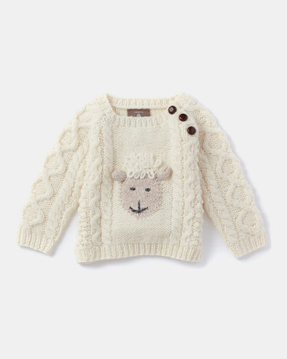 Aran Woollen Mills Baby Hand Knitted Sheep Crew Sweater