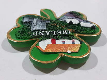 Ireland Shamrock Shape Magnet with gold trim