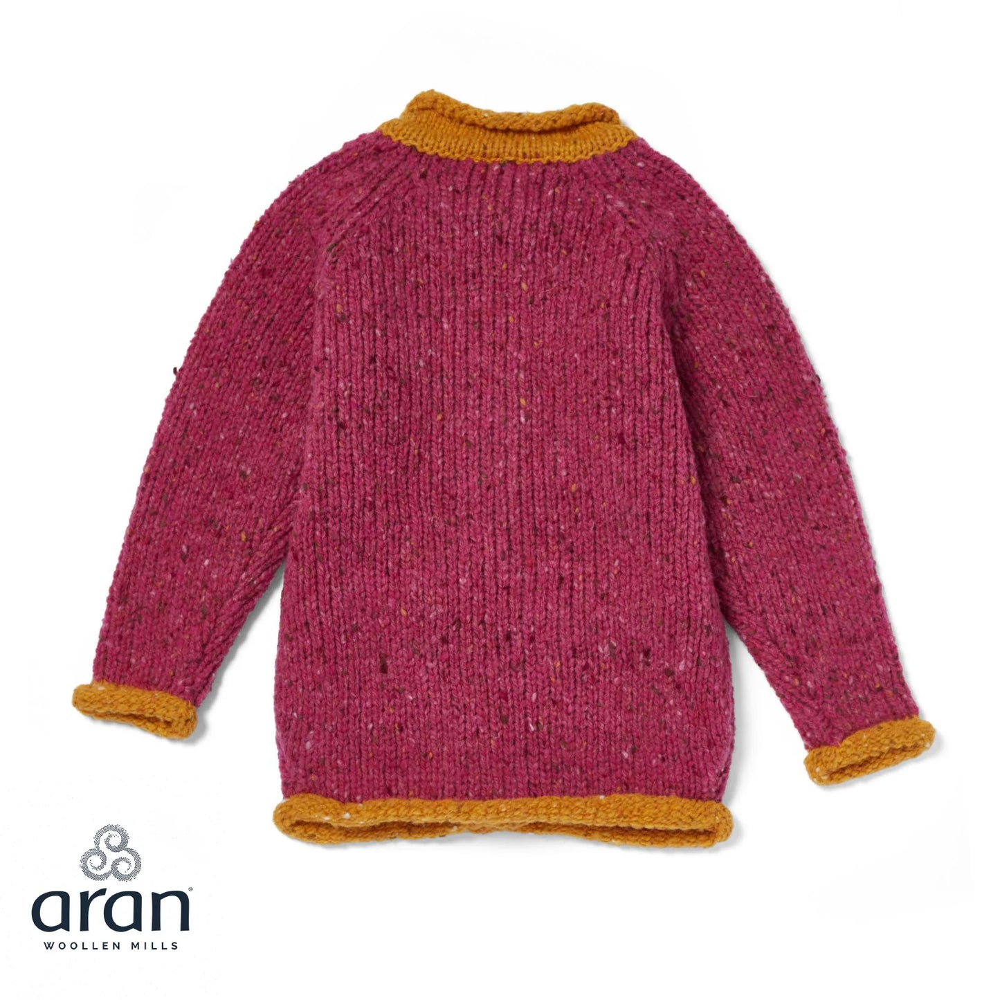 Aran Woollen Mills Solas Children’s Roll Neck Cardigan Rose Haze